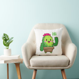 Almohada de Cactus Sonriente – Diseño de Planta He