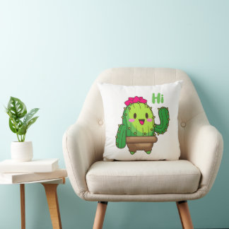 Almohada de Cactus Sonriente – Diseño de Planta He