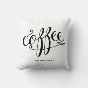almohada de café caligráfica