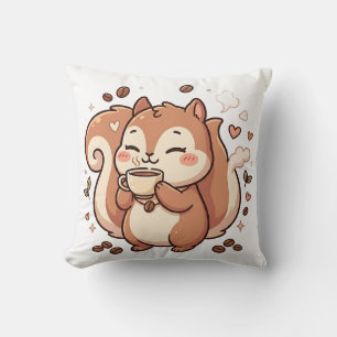 Almohada de café de ardilla linda - Decoración de