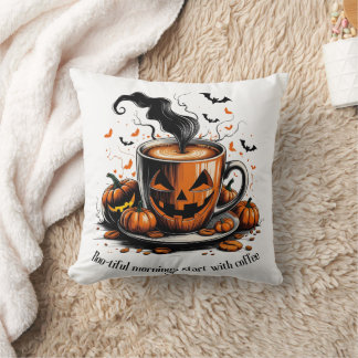 Almohada de café de Halloween - Buenos días