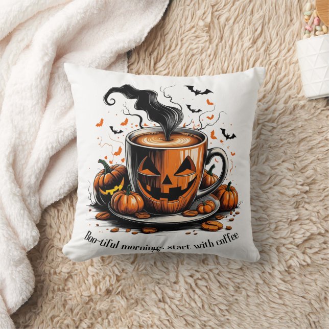 Almohada de café de Halloween - Buenos días (Manta)