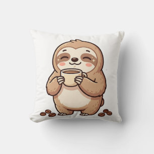 Almohada de café de perezoso lindo