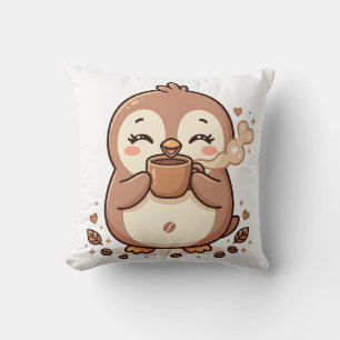 Almohada de café Kawaii Pingüino Lindo