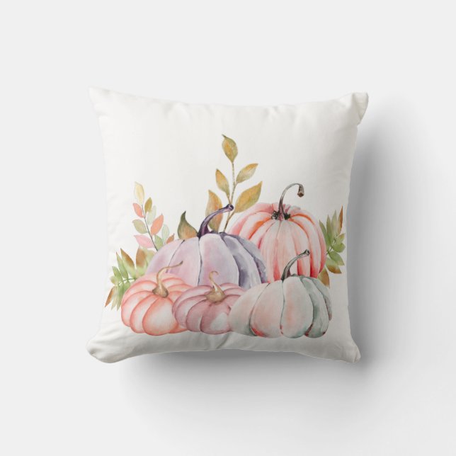 Almohada de calabaza de acuarela silenciada (Anverso)