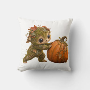 Almohada de calabaza de duende del bosque lindo