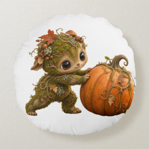 Almohada de calabaza de duende del bosque lindo