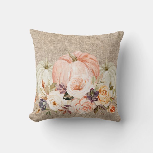almohada de calabaza floral Shabby Chic (Anverso)