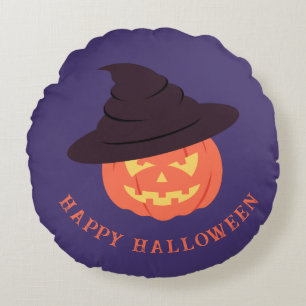 Almohada de calabaza redonda de Halloween Retro Ha
