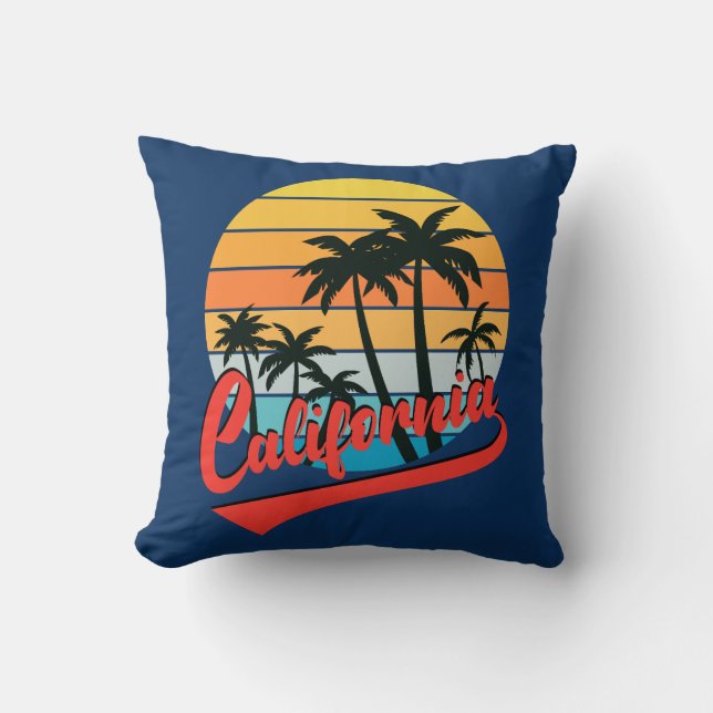 Almohada de California Retro Sunset (Anverso)