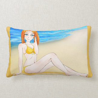 Almohada de cama rubia del chica del animado