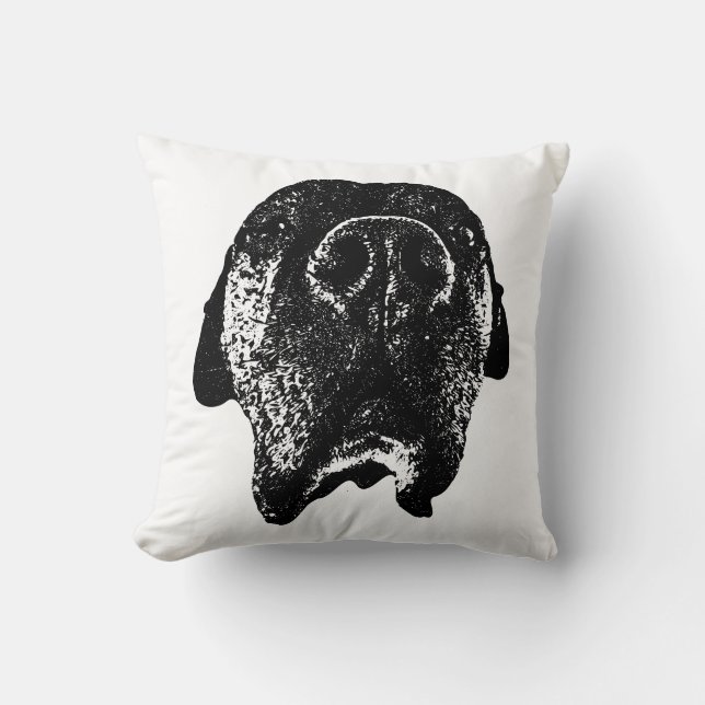 Almohada de Cane Corso | Dibujo de cabeza a tinta (Anverso)