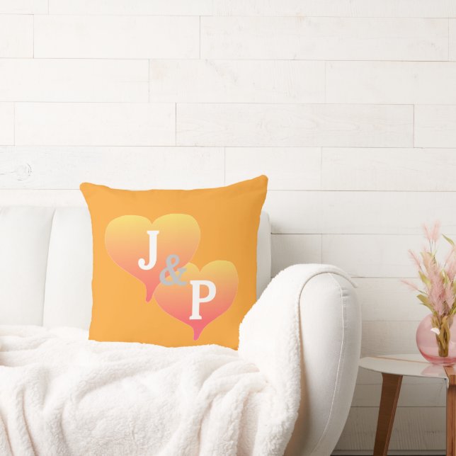 Almohada de cantalupo con corazón de puesta de sol (Sofá)