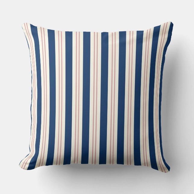 almohada de Cape Cod, almohada azul dorada, rayas  (Anverso)