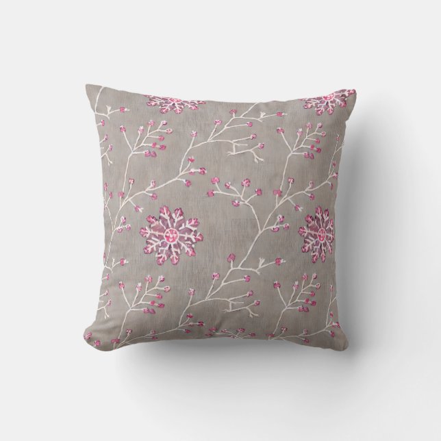 Almohada de capullos rosados Winter Bloom (Anverso)