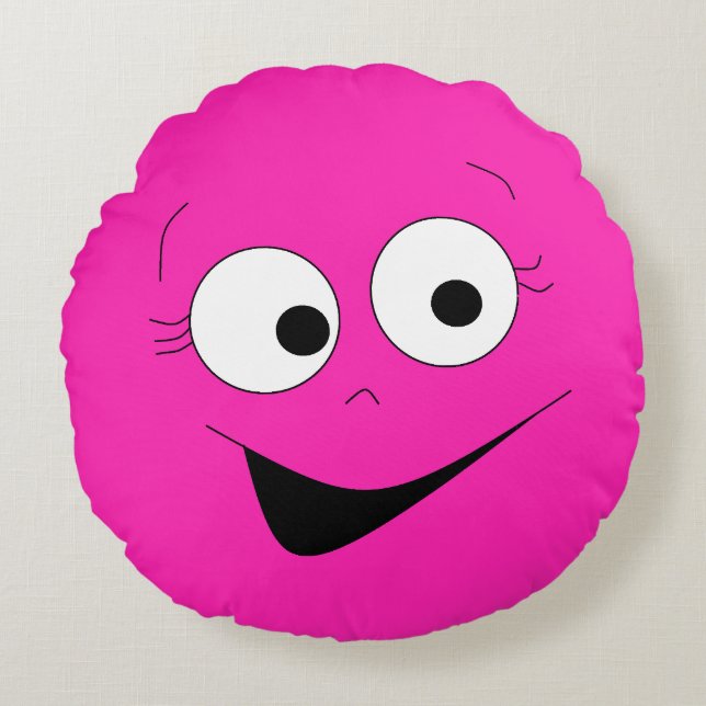 Almohada de Cara Cara Divertida y Tonta Rosa Fucsi (Anverso)