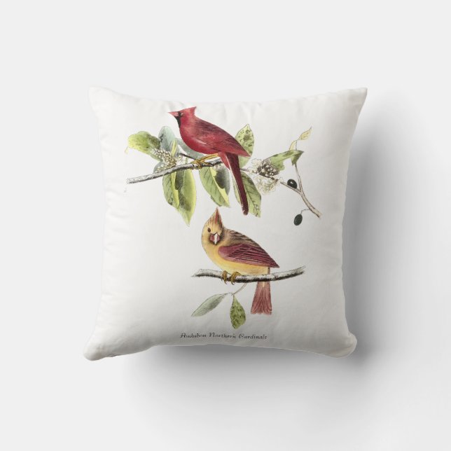 Almohada de Cardinals del Norte de Audubon (Reverso )
