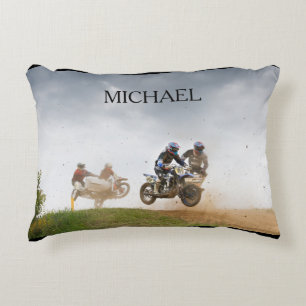 almohada de carreras de Motocross con el nombre de