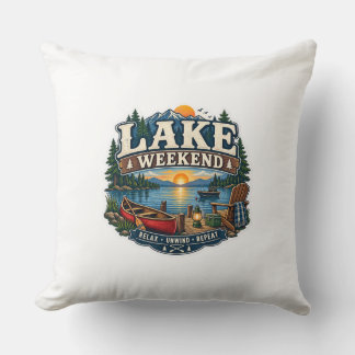 Almohada de Casa de Lago de Fin de Semana Vintage