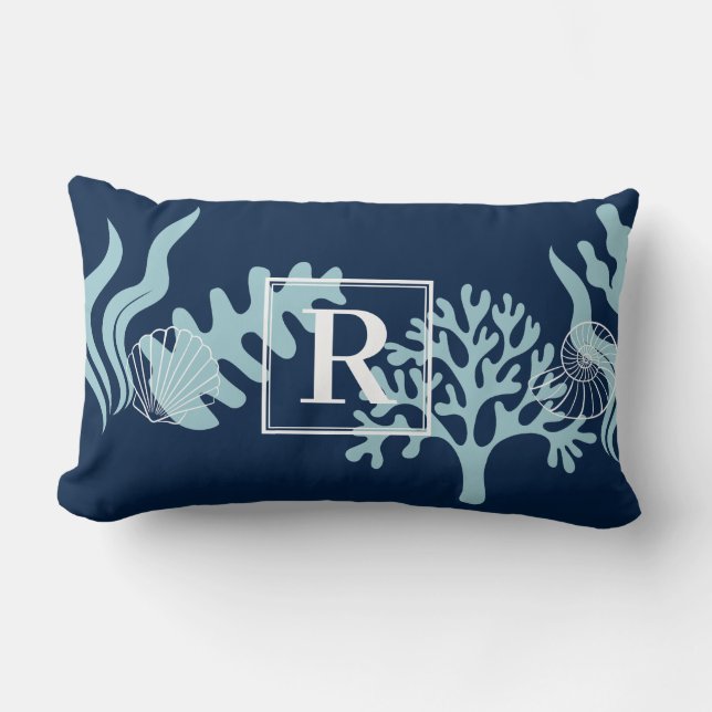 Almohada de Casa de Playa con Monograma (Anverso)