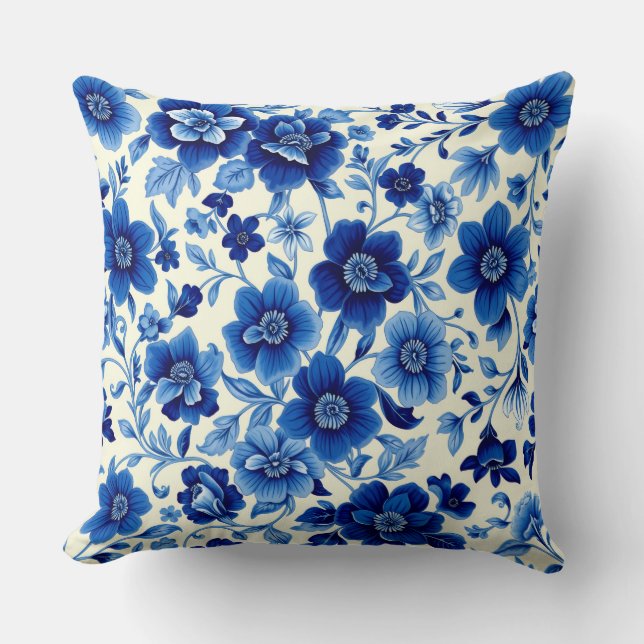 almohada de cascada de flor azul (Anverso)