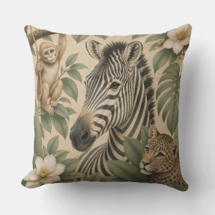 Almohada de cebra de safari botánico