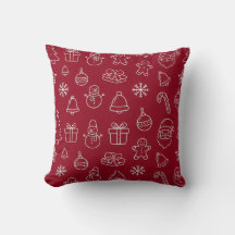 almohada de celebración con patrón navideño rojo