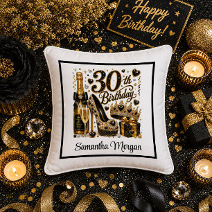 Almohada de Celebración de Cumpleaños 30 Gold Glit