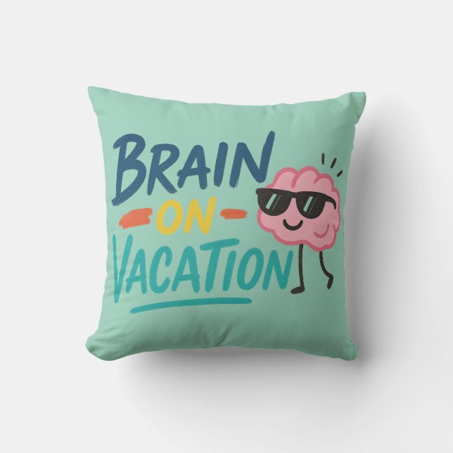 Almohada de Cerebro de Vacaciones | Divertido Retr (Anverso)