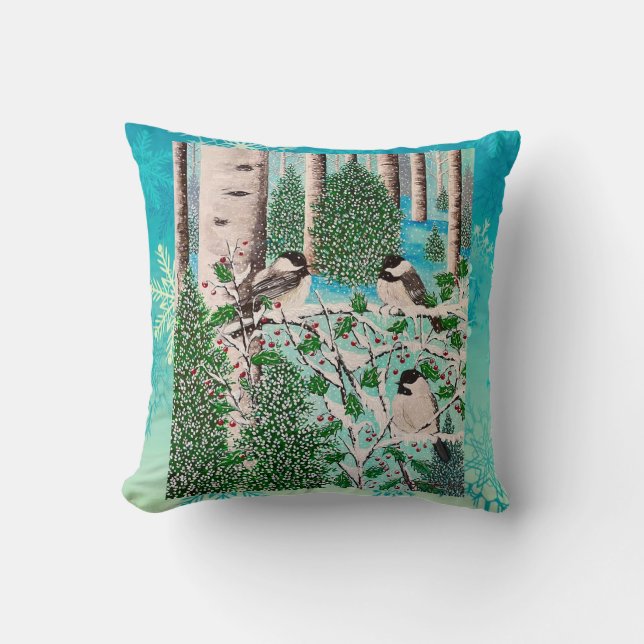 Almohada de charla de carbonero en Navidad (Anverso)