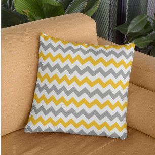 Almohada de cheurón y chevron gris