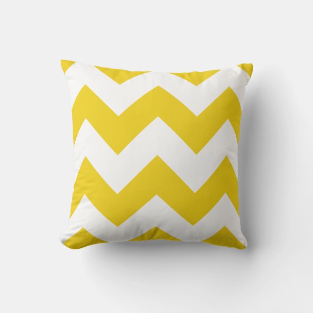 Almohada de Chevron con zigzag amarillo limón (Anverso)