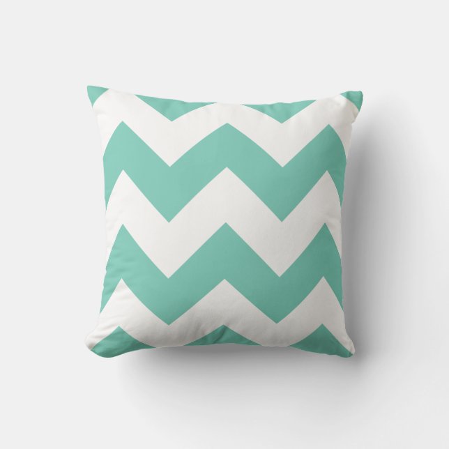 Almohada de Chevron con zigzag de la turquesa (Anverso)