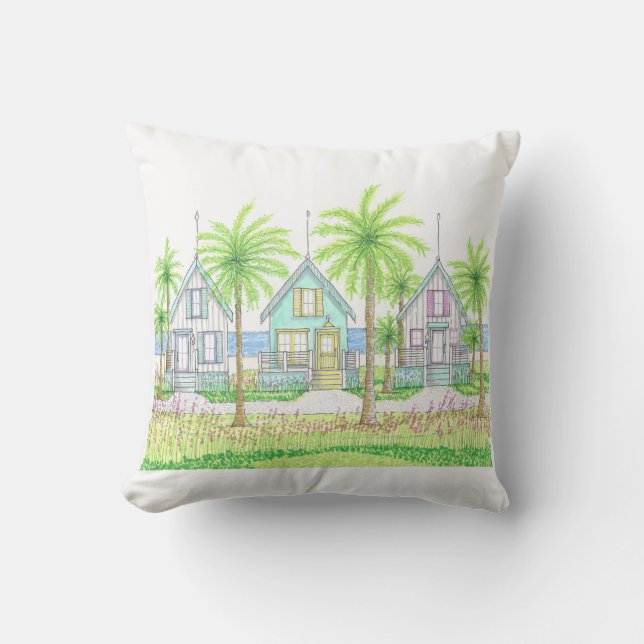 Almohada de Choza de Playa Tropical (Anverso)