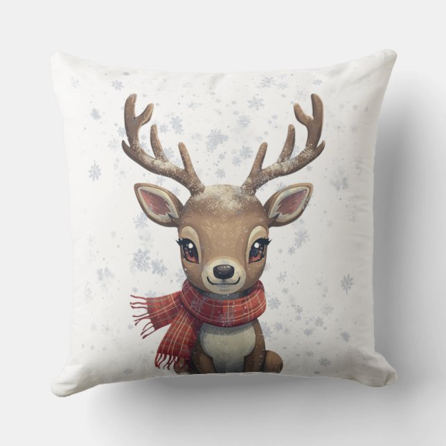 Almohada de ciervo de bosque invernal (Reverso )
