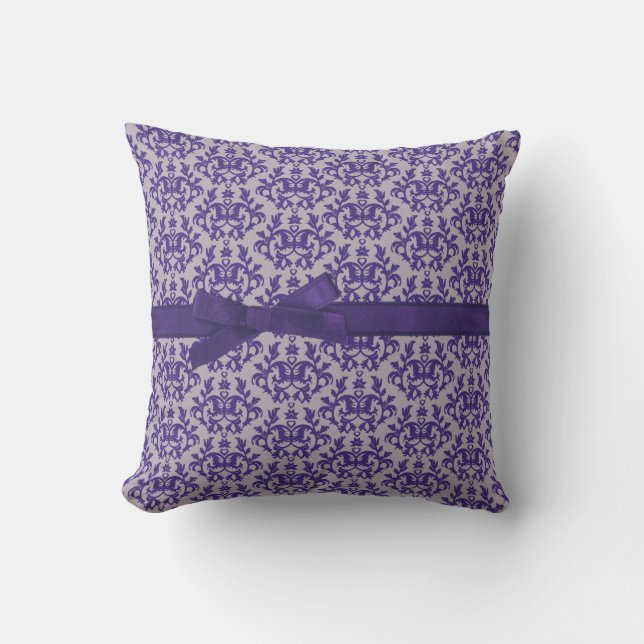 almohada de cinta gris púrpura de Damask "Kangaroo (Front)
