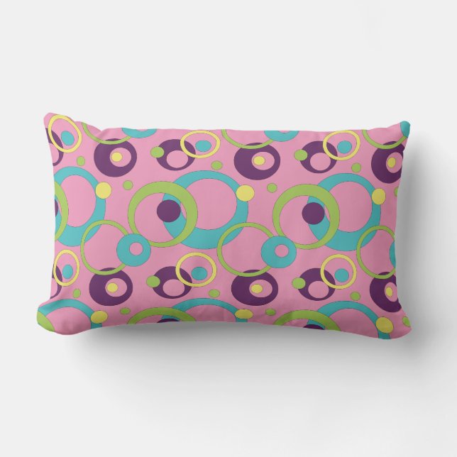 Almohada de Círculos Rosados Funky (Anverso)