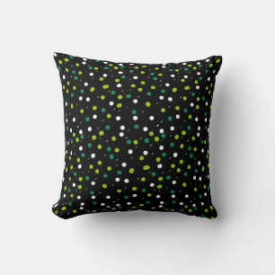 Almohada de círculos verdes de arte abstracto y co