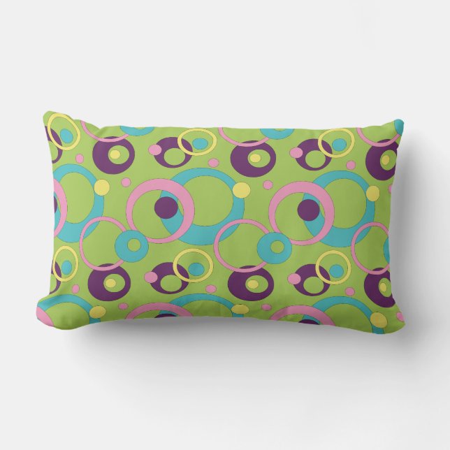 Almohada de Círculos Verdes Funky (Anverso)