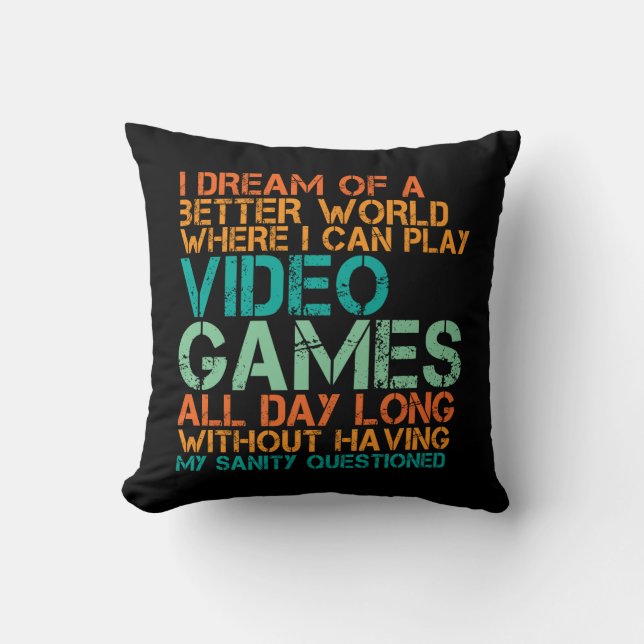 Almohada de cita divertida para geeks y jugadores  (Anverso)