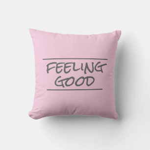 almohada de citas sensación de buen gris y rosa