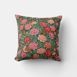 Almohada de claveles y mariposas