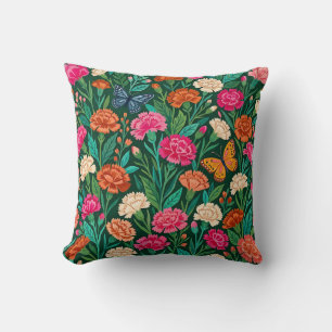Almohada de Claveles y Mariposas Abstractos