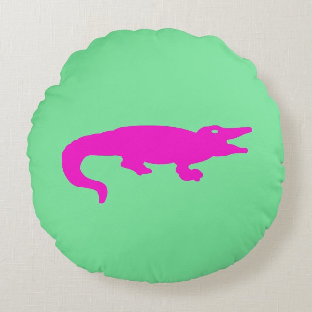 Almohada de Cocodrilo Rosa Elegante (Anverso)