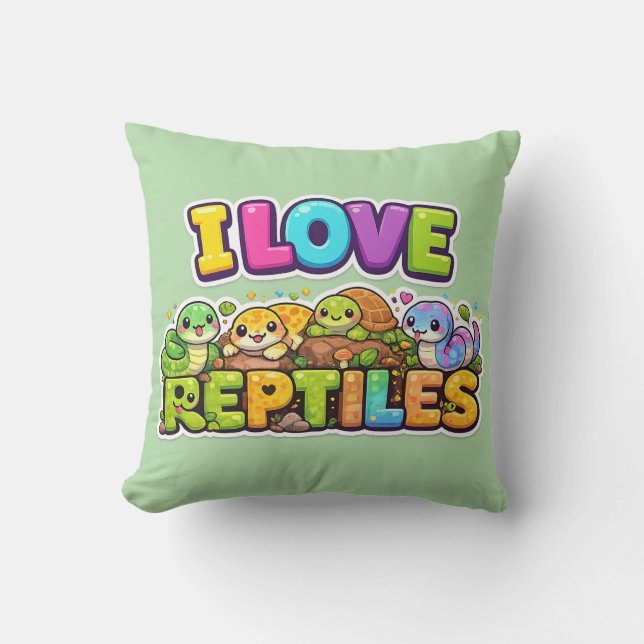 Almohada de cojín Amo los Reptiles (Anverso)