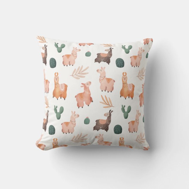 Almohada de cojín con estampado de llama (Anverso)