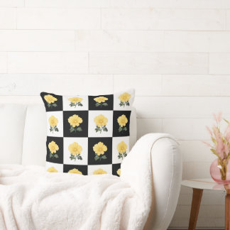 almohada de cojín con motivos florales a cuadros