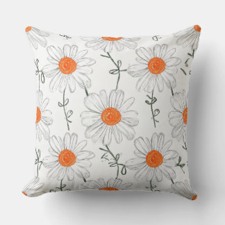 almohada de cojín con motivos florales blancas
