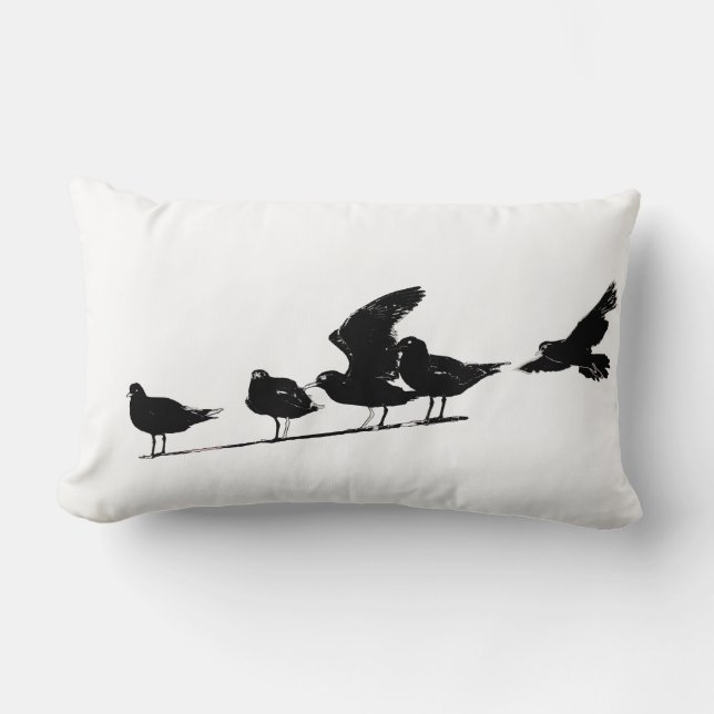 Almohada de cojín con patrón de gaviota esbozada (Anverso)