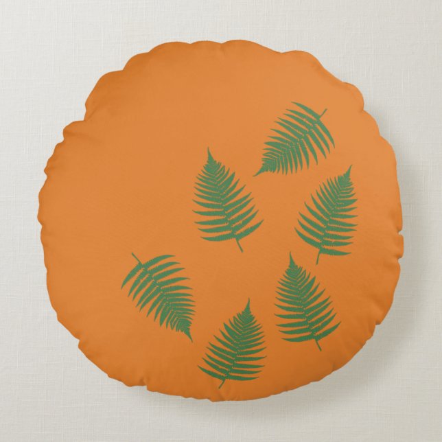 Almohada de cojín con patrón de helecho verde afor (Anverso)